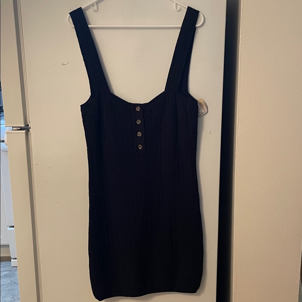 Free People FP Beach‎ Large Ribbed Black NWT Tank Dress Cover Up Comfort Resort